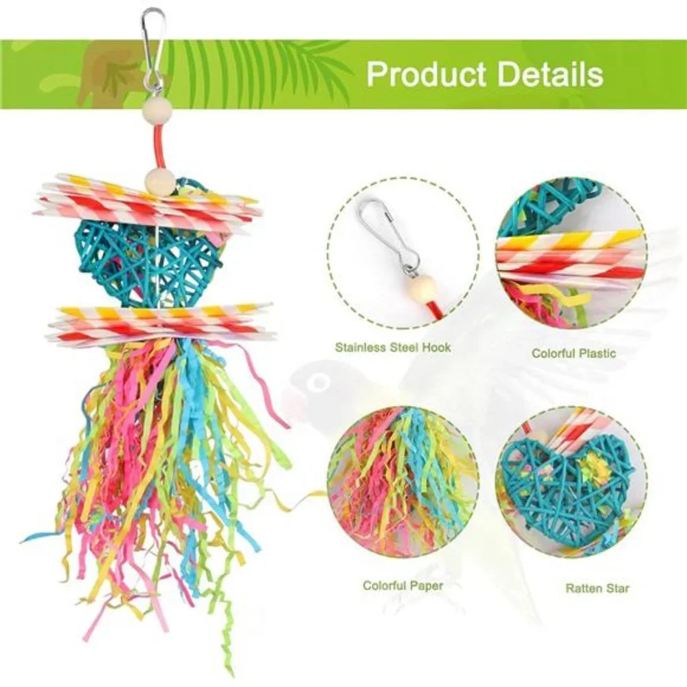4 Pack Bird Shredder Toys Small Parrot Chewing Toys Parrot Cage Foraging Hanging